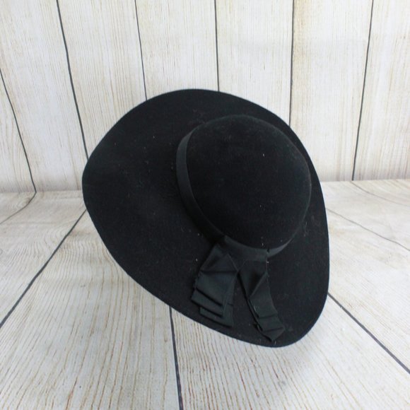 Women's Black Wool Bow with String and Bow Accent Hat Size OS - Picture 9 of 9